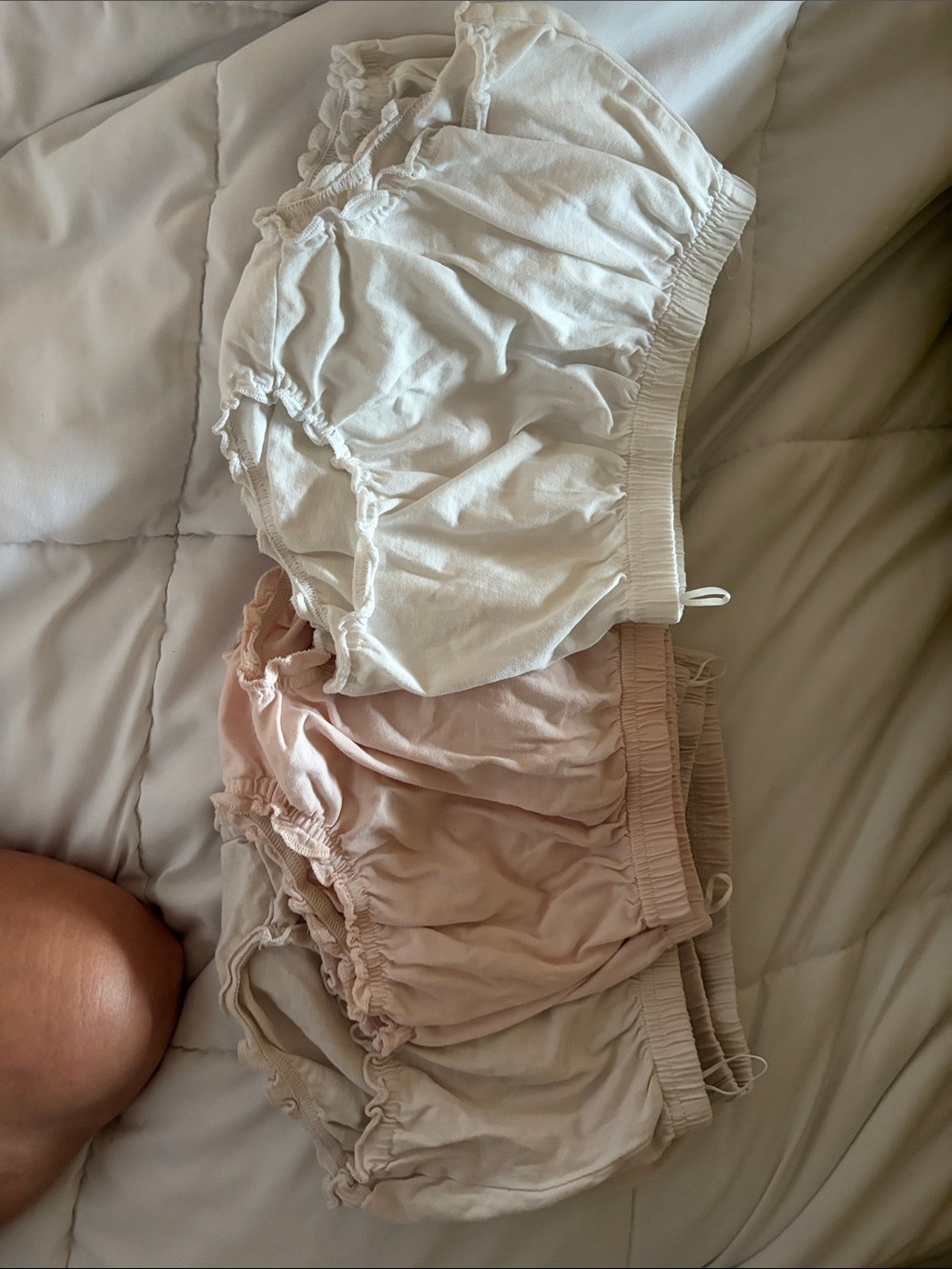 H&M Cream and Blush Pink Ruffle Shorts Set
